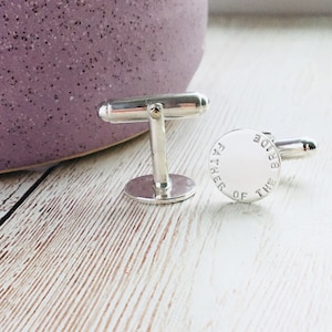 Personalised Sterling Silver Cufflinks, Hand Stamped Cufflinks, Wedding Gift, Father Of the Bride, Groomsmen, Grooms Gift, Custom Cufflinks