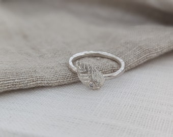 Handmade Silver Leaf Ring, Leaf Silver Ring, Silver Leaf Band, Silver Ring, Womens Handmade Botanical Ring, Botanical Ring, Nature Ring