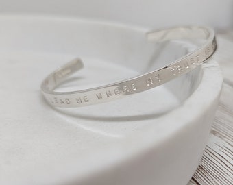 Pulsera de puño de plata de ley personalizada, pulsera de puño de plata estampada a mano, pulsera de mensaje personalizado de plata, pulsera de plata personalizada