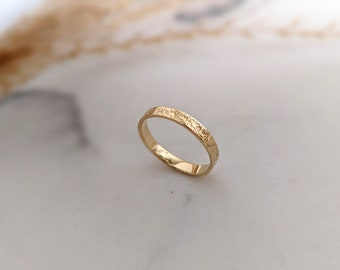 9ct Solid Gold Botanical Ring, Personalised Gold Ring, Custom Gold Band, Botanical Ring, Womens Gold Wedding Band, Gold Floral Ring