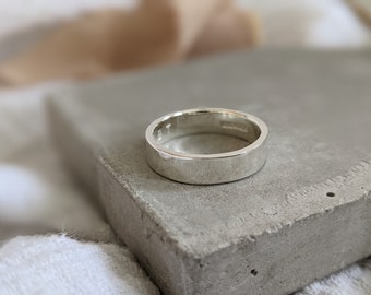 Chunky Silver Secret Message Ring, Personalised Chunky Silver Band, Mens Wedding Band, Hand Stamped Silver Ring, Polished Wedding Band