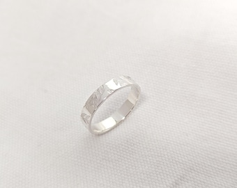 Hand Stamped Sterling Silver Leaf Ring: Personalised Secret Message Band