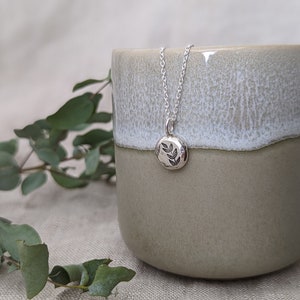 Silver Leaf Necklace, Leaf necklace, Pebble necklace