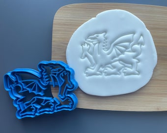 Welsh Dragon cookie biscuit cutter, Rugby, heraldic symbol, St David's day, Nation Day of Wales, Welsh cake decoration