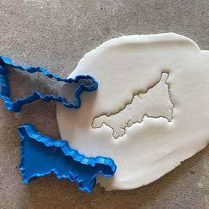 Kornwalijska gliniana foremka, kolczyki biżuteria dekoracja ciasta lukier na ciasteczka mapa hrabstwo geografia kornwalijska