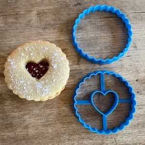 Jammy ring, Jam heart biscuit, Jam sandwich, biscuit cookie cutter, classic British biscuit sweet treat baking