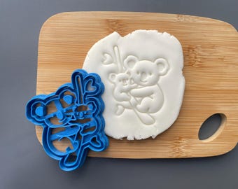 Koala with baby cookie cutter, biscuit cutter, animal icing decoration, cute, homemade bakery