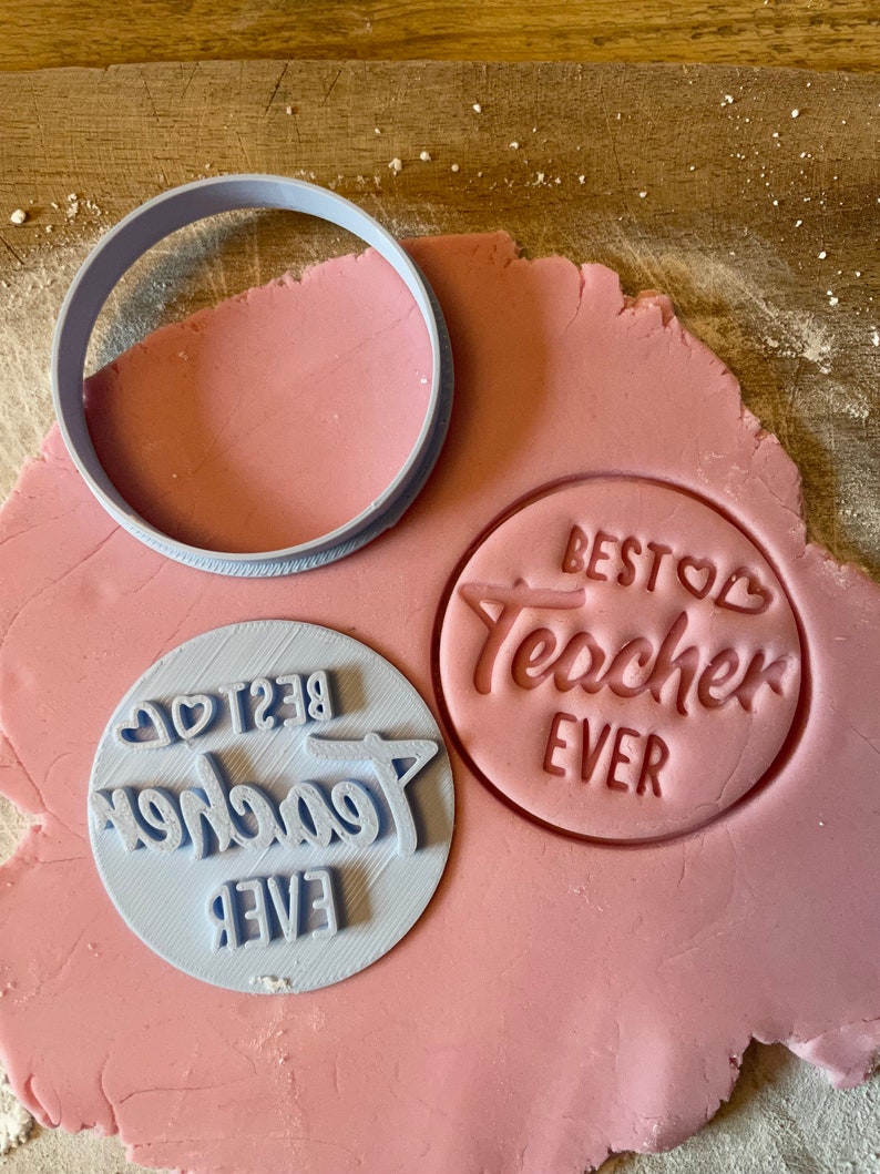 Best Teacher Ever Embosser With Free Circle Cutter Stamp Etsy UK