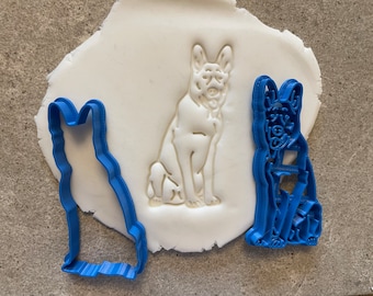 German Shepherd dog cookie cutter, Alsatian dog biscuit cutter, Animal icing decoration, dog bakery, homemade dog treats