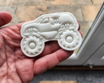 Monster truck side view cookie biscuit cutter and stamp