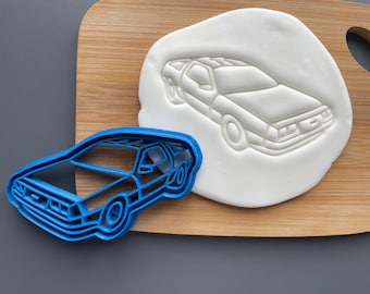 DeLorean cookie/ biscuit cutter, 80's car, baking accessories, gull wing door, popular culture, transport, vehicle, USA car