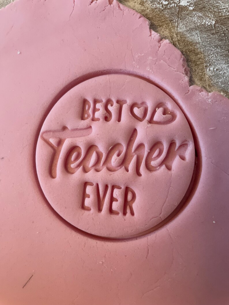 Best Teacher Ever Embosser With Free Circle Cutter Stamp Etsy UK