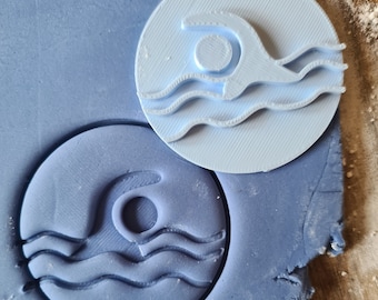 Swimmer Embosser Stamp with Free Circle Cutter