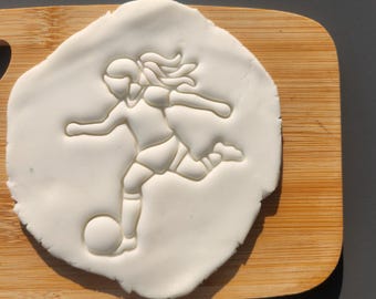 Woman/girl Footballer shaped cookie/ biscuit cutter, sports, team, baking accessories, cake, birthday, decorating ideas