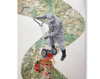 analogue collage 'The Gardener' on a book cover