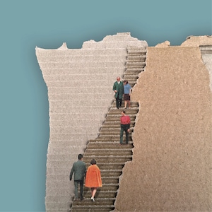 Postal "Vamos por las escaleras"