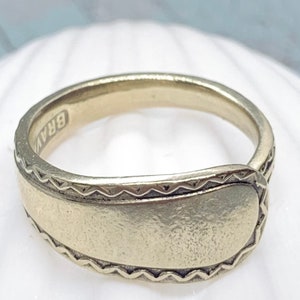 Classic Geometric Minimalist Style Silver Plated Ring - Ring Made From Vintage Teaspoon Cutlery/Silverware - Any Size Possible