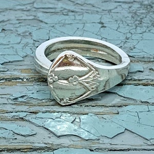 Silver Plated Wrap Around Spoon Ring - Statement Ring Made From Antique Cutlery Teaspoon - Any Size Possible