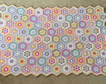 Crochet Pattern PDF Only - crochet blanket pattern, crocheted throw, granny hexagon, decorative throw, statement throw, modular blanket