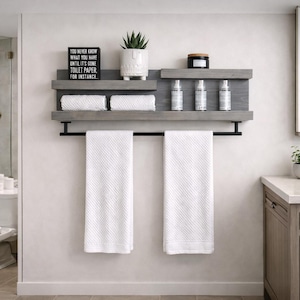 Organiseur d'étagères de salle de bain de 28 po. avec porte-serviettes moderne - Modern Farmhouse