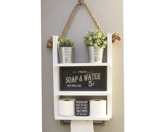 Bathroom Shelf with Industrial Pipe Towel Bars - Modern Farmhouse – KBNDecor