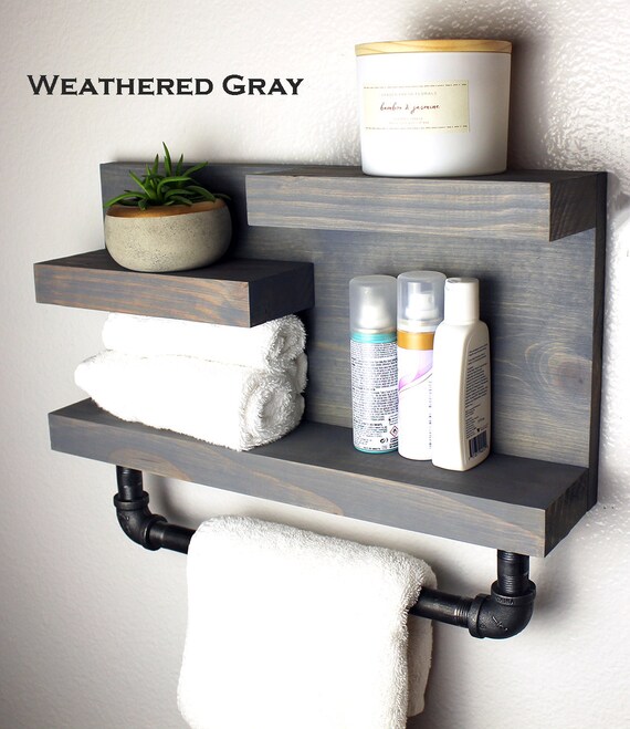 Bathroom Shelf With Modern Towel Bar, Bathroom Wall Decor, Country Rustic  Storage, Modern Farmhouse, Apartment Decor 