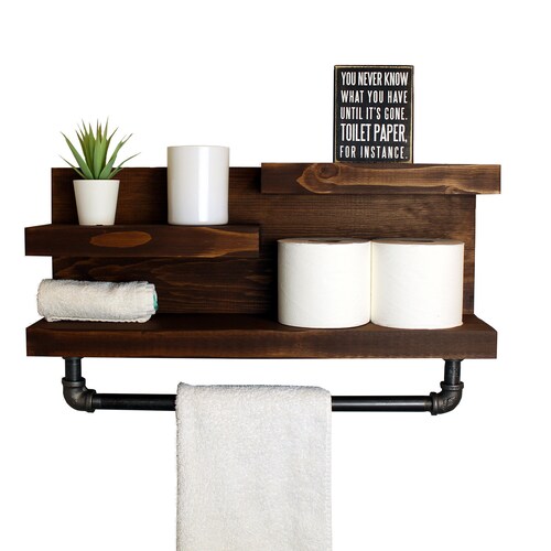 23 Bathroom Shelf With Industrial Pipe Towel Bar Etsy