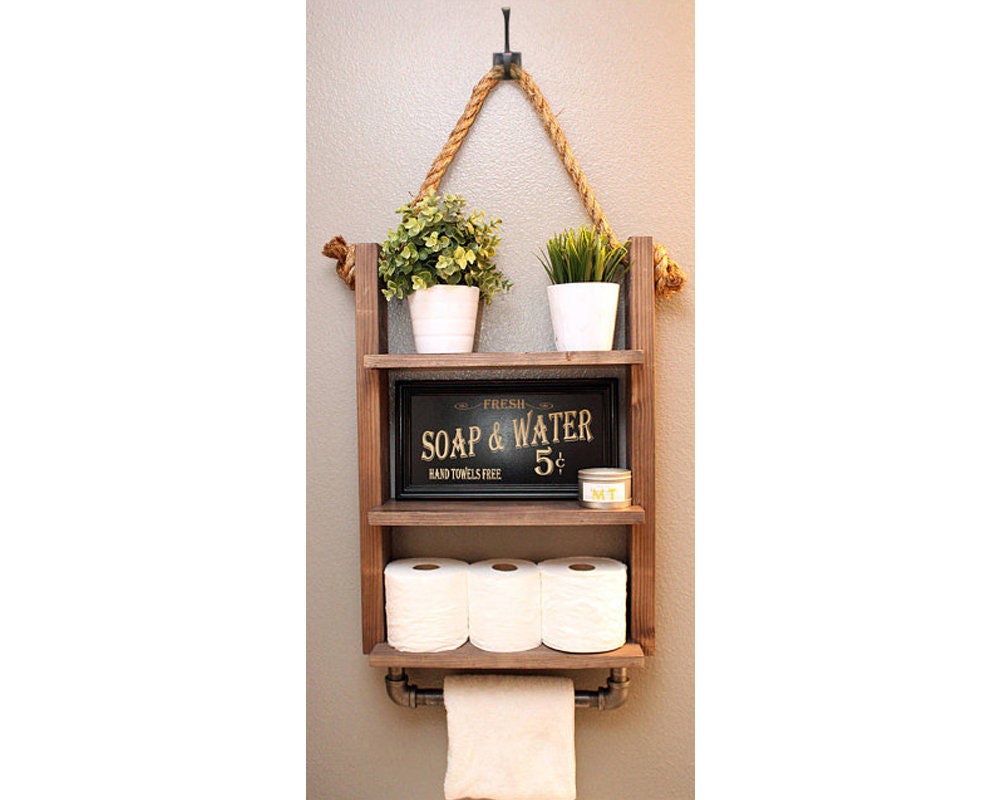 Bathroom Storage Organizer Wall Mounted, 3 Tier Bathroom Towel Rack Shelf  with Storage Drawer Double Towel Bars and Hooks, Industrial Bathroom  Shelves