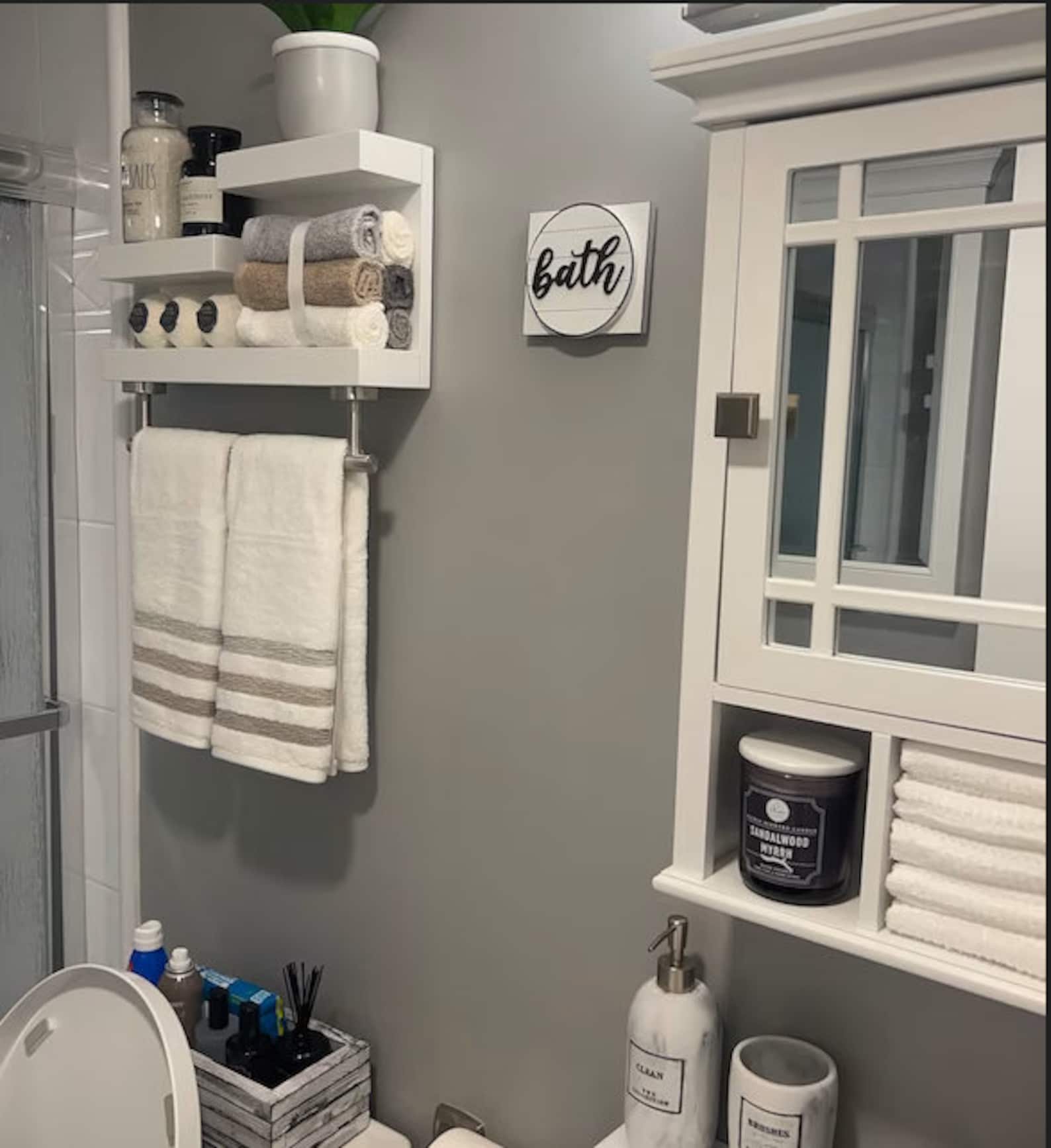 Bathroom Shelf With Modern Towel Bar Bathroom Wall Decor Etsy