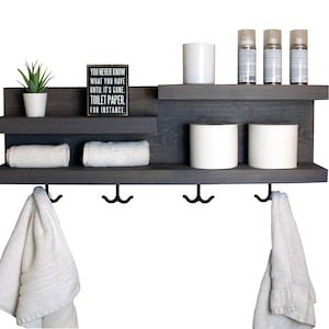 28 Bathroom Shelf Organizer with Towel Hooks - Modern Farmhouse Decor –  KBNDecor