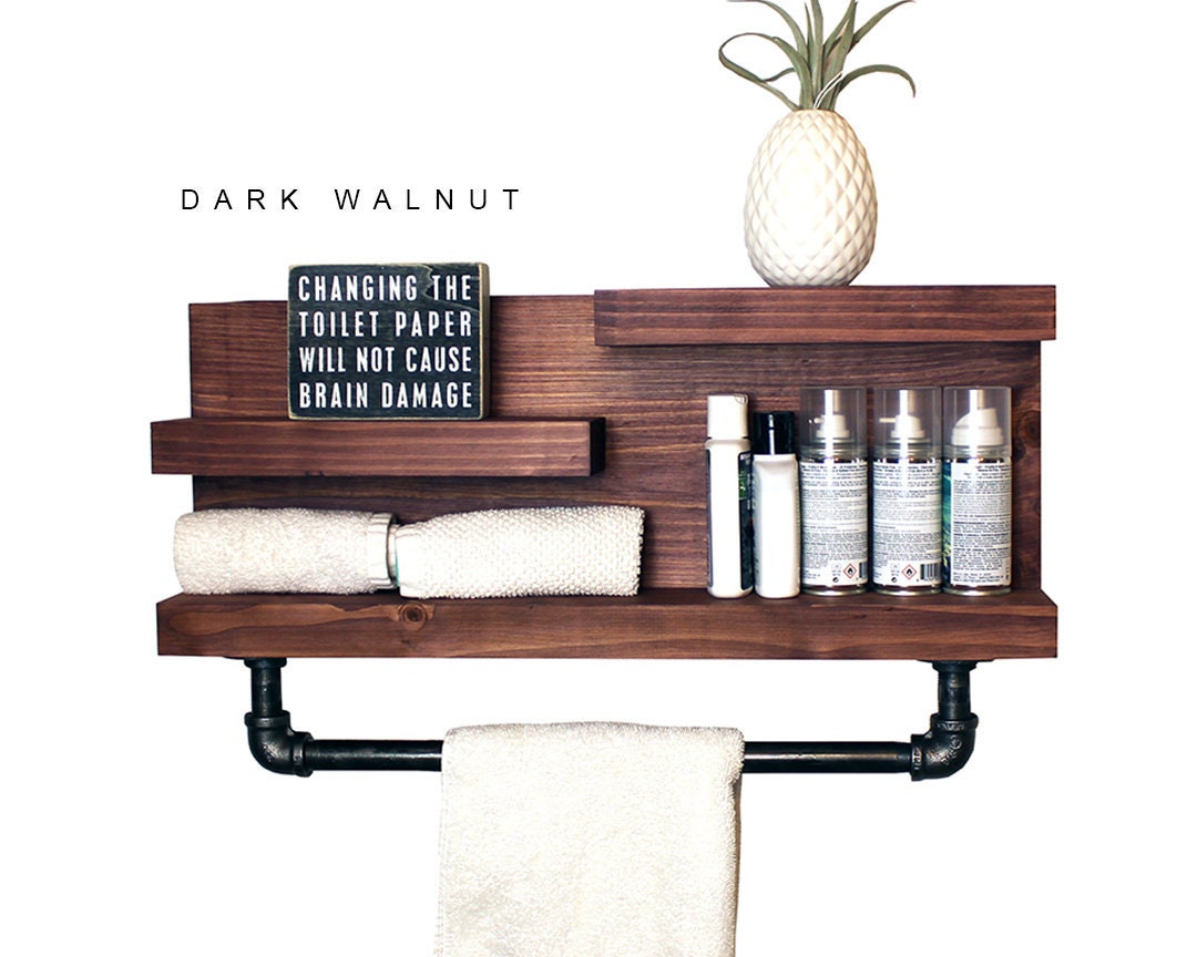 Bathroom Storage Shelf With Towel Bar, Country Rustic Storage, Modern  Farmhouse, Apartment Decor, Dorm Decor, Rustic Wood Shelf 