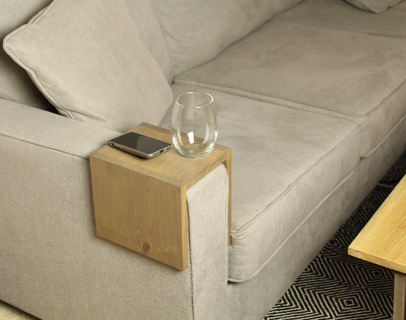 Sofa Arm Rest Tray Table Tv Tray Wine Glass Holder End Etsy