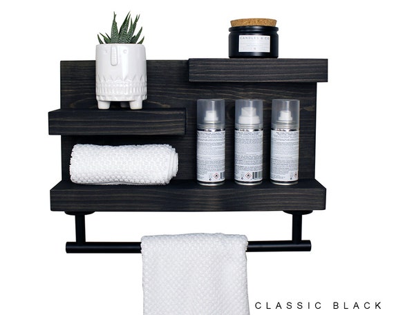 bathroom shelf and towel rack