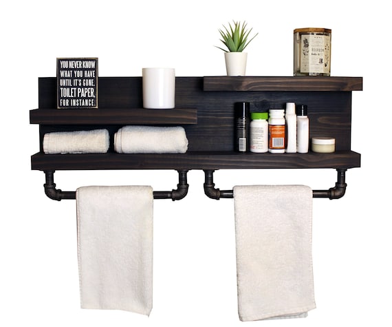 Bathroom Shelf Organizer with Modern Towel Bar