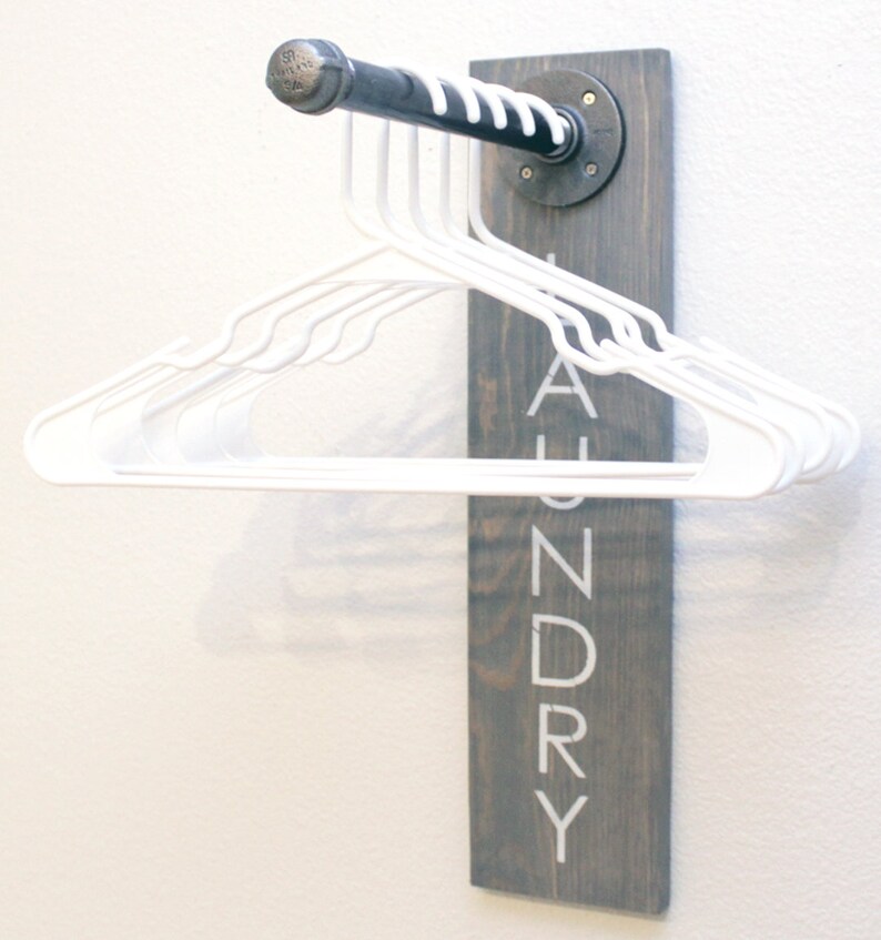 Laundry Sign with Industrial Pipe Clothes Hanging Bar Modern Etsy