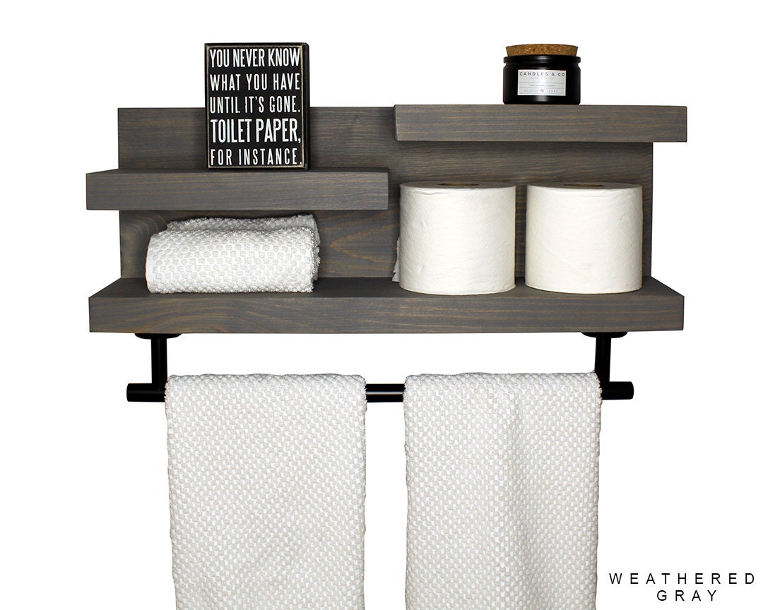 Bathroom Organizer Wall Shelf With Towel Hooks – KBNDecor