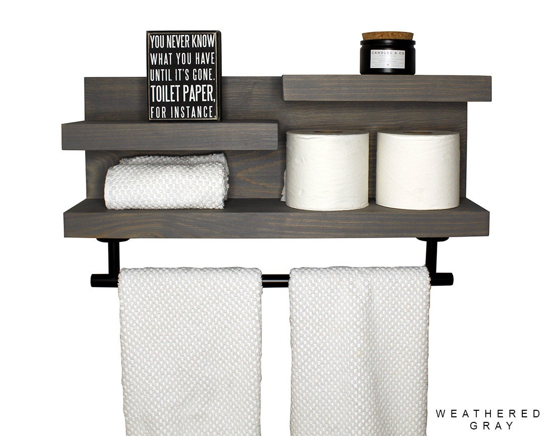 Bathroom Wall Shelf with Towel Bar Glass Bathroom Floating Shelves 2 Tier Shower  Storage Organizer Rack - China Towel Rack, Bathroom Glass Shelf