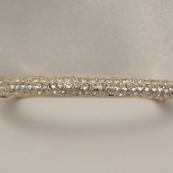 Vintage ondertekend Les Bernard duidelijk Strass Bangle Bracelet snap clasp