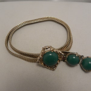 Vintage Deco Green Cab Slide Bracelet Adjustable Size