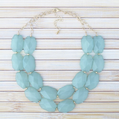 Mint Green Statement Necklace Multi Layer Big Bold Bead Etsy