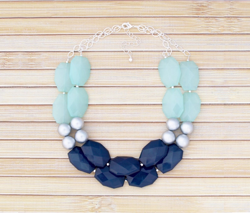 Double Layer Statement Necklace Bib Fashion Necklace Chunky Etsy