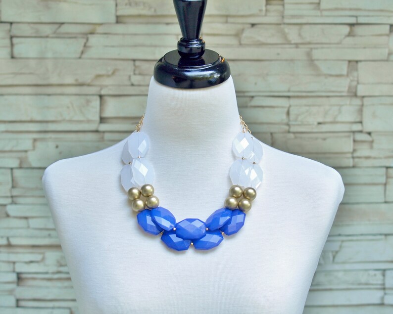 Gold Necklace Glass Bead, Gemstone Necklace for Women Costume Jewelry Double Bead Strand Necklace Unique Gifts Idea Colorful Beads