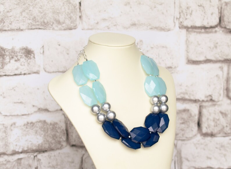 Double Layer Statement Necklace Bib Fashion Necklace Chunky Etsy