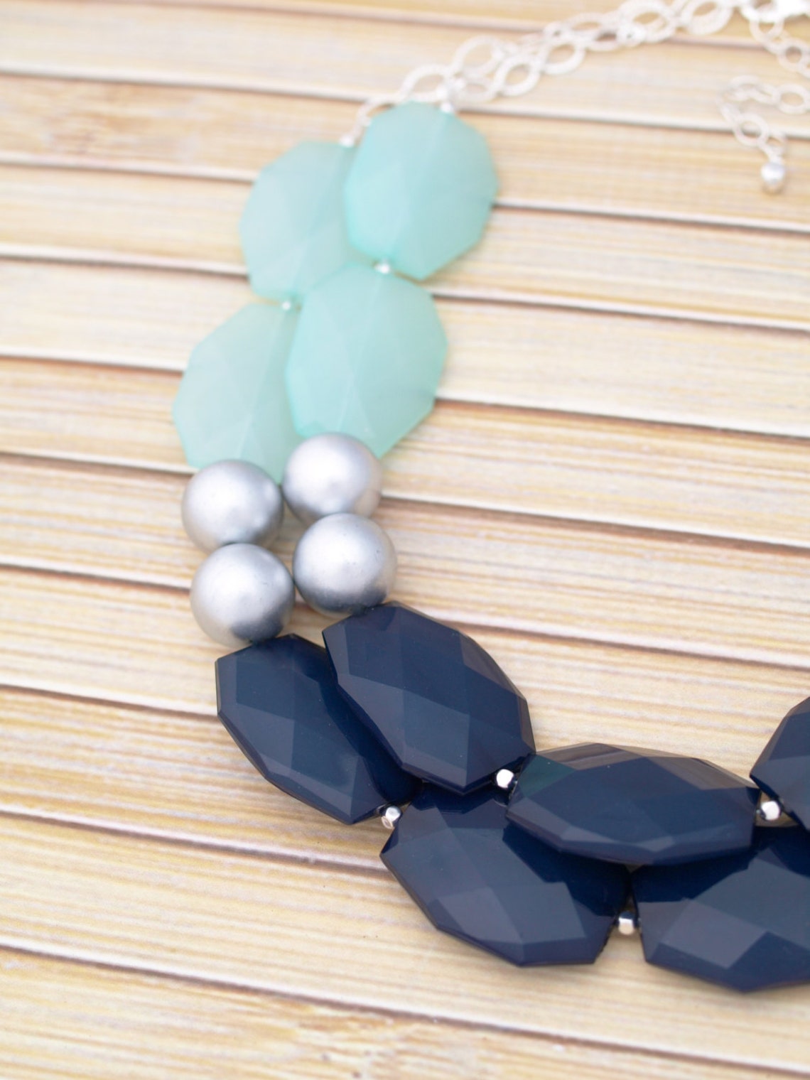 Double Layer Statement Necklace Bib Fashion Necklace Chunky Etsy