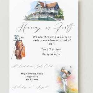Golf Themed Birthday Invitation - Digital Download - Canva Template