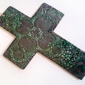 Keramik Kreuz, Pate Geschenk, Taufe Kreuz, Kreuz mit Name und Datum, Keramik Wand Kreuz, Erstkommunion Baby, Kreuz für Baby