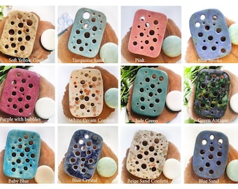 draining ceramic soap dish, multicolor holes soap dish for bathroom and kitchen, new home gift