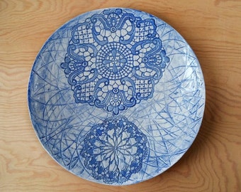 wall art ceramic, lace mandala art by Tanja Shpal, wall sculpture, lace ceramic plate, art decor as gift, home styling, wall hangings plate