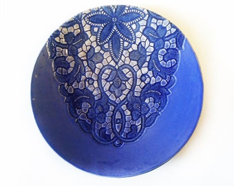 Dekorative Keramik, Wand Teller, Haus Geschenk, modern Keramik Kunst, Blaue Relief Platte, Wohndekor, Wand Keramik Dekor, Kunst Objekt