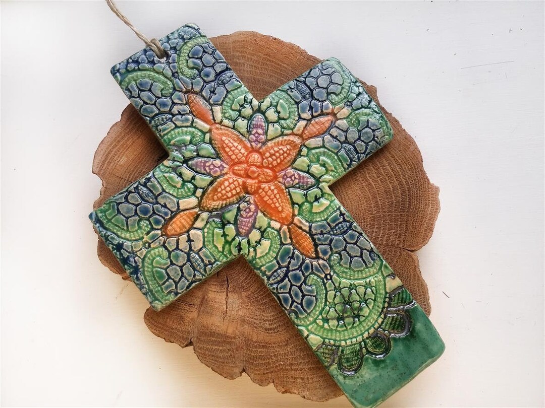 Ceramic Wall Cross, Wall Cross, Christening Gifts, Christian Gifts, First Communion, Cross for